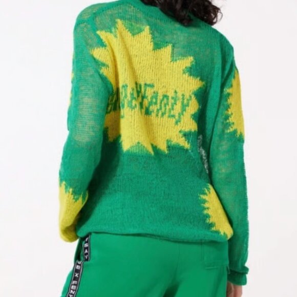 Savage X Fenty Knittin Pretty Loose Knit Sunburst Green Yellow Sweater (Size L) - Picture 2 of 16
